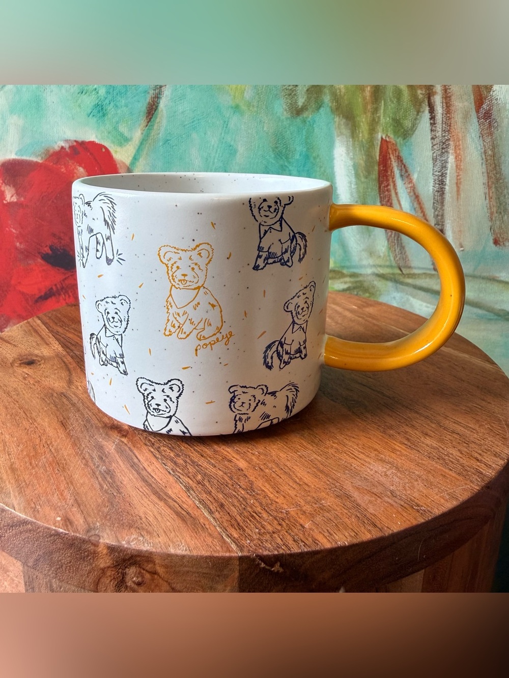 West Elm Coffee Mug Popeye The Dog Stoneware Collectible Excellent Condition